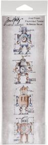img 1 attached to 🤖 Stampers Anonymous Mini Blueprints Strip Robot Rubber Stamps by Tim Holtz - 3x10-inch Cling Design for Creative Crafting