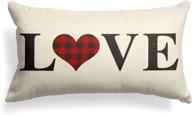 🏞️ avoin buffalo plaid love throw pillow cover, 12 x 20 inch heart-shaped holiday valentine's day anniversary wedding cushion case decoration for sofa couch логотип