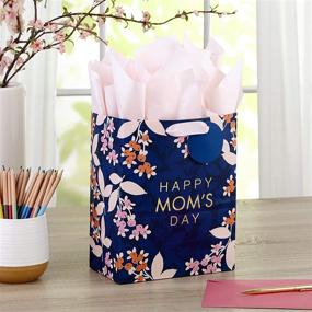 img 3 attached to 🎁 Hallmark 9-inch Medium Mother's Day Gift Bag with Tissue - Navy Blue/Pink/Orange Flowers