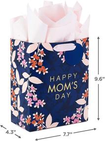 img 2 attached to 🎁 Hallmark 9-inch Medium Mother's Day Gift Bag with Tissue - Navy Blue/Pink/Orange Flowers