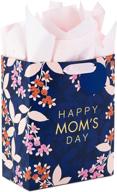 🎁 hallmark 9-inch medium mother's day gift bag with tissue - navy blue/pink/orange flowers logo