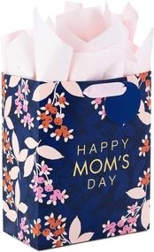 img 4 attached to 🎁 Hallmark 9-inch Medium Mother's Day Gift Bag with Tissue - Navy Blue/Pink/Orange Flowers