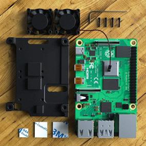 img 1 attached to 🔧 Алюминиевый металлический защитный корпус Carago для Raspberry Pi 4B: Улучшенное охлаждение с двойным вентилятором и силиконовой лентой.