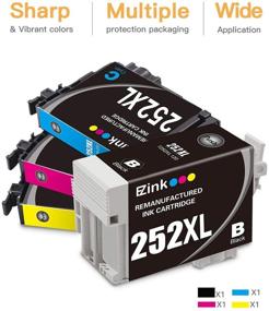 img 3 attached to E-Z Ink (TM) Remanufactured Ink Cartridge Set for Epson 252XL 252 XL T252XL, Compatible 🖨️ with Workforce WF-7110 WF-7710 WF-7720 WF-3640 WF-3620, 1 Black, 1 Cyan, 1 Magenta, 1 Yellow, 4 Pack