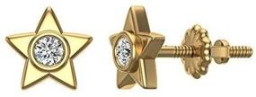 img 1 attached to Star Shape Diamond Earrings: Bezel-Set Studs in 10K Gold, 0.10 ctw