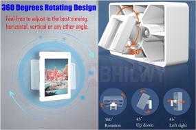 img 3 attached to 🚿 ABHILWY Shower iPad Holder Waterproof Wall Mounted 2021 Upgrade - Bathroom Tablet Case Mount Shelf 360° Rotation, Adhesive Touchable Cradle with Glass Mirror Anti-Fog Screen - Bathtub Kitchen White R+