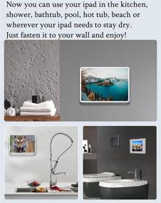 img 1 attached to 🚿 ABHILWY Shower iPad Holder Waterproof Wall Mounted 2021 Upgrade - Bathroom Tablet Case Mount Shelf 360° Rotation, Adhesive Touchable Cradle with Glass Mirror Anti-Fog Screen - Bathtub Kitchen White R+