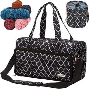img 4 attached to 🧶 Premium NICOGENA Knitting Bag: Large Capacity Portable Yarn Storage Tote in Lantern Black – Tangle-Free Yarn Skein Storage with Mini Yarn Drum and Reinforced Grommets