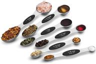 🥄 nutrichef 6-piece magnetic measuring spoon set - stylish stainless steel stackable dual sided nesting teaspoon to tablespoon for dry & liquid ingredients - rustproof & easy-to-clean logo