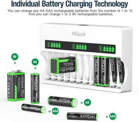 img 2 attached to 🔋 HiQuick 12 Bay Universal Fast Battery Charger: AA AAA 9V Rechargeable Batteries Charger for NiMH NiCd & Li-ion Batteries