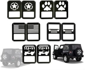 img 2 attached to 🌟 Protect Your Jeep Wrangler Taillights with SXMA Black Stainless Steel Guard Light Covers Kit (Five-Pointed Star) - Fits JK JKU Sports Sahara Freedom Rubicon X & Unlimited 2007-2017