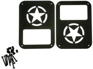 🌟 protect your jeep wrangler taillights with sxma black stainless steel guard light covers kit (five-pointed star) - fits jk jku sports sahara freedom rubicon x & unlimited 2007-2017 logo
