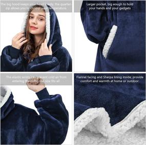 img 3 attached to 🤗 Experience Cozy Comfort with Angelhood Blanket Hoodie - Super Soft Oversized Sherpa Sweatshirt Blanket, Perfect for Men, Women, Teens, and Friends!
