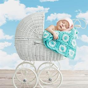 img 2 attached to Allenjoy 7x5ft Fabric Blue Sky White Cloud Backdrop for Newborn Spring Portrait Photography Pictures Kids Children World Travel Aviator Birthday Party Decor Welcome Baby Shower Photo Shoot Background