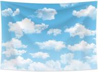 allenjoy 7x5ft fabric blue sky white cloud backdrop for newborn spring portrait photography pictures kids children world travel aviator birthday party decor welcome baby shower photo shoot background logo