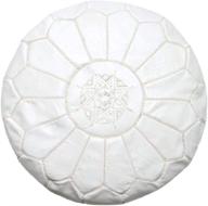 🪑 fezcrafts genuine white leather round ottoman with hot pink stitching – unstuffed moroccan pouf (white) logo