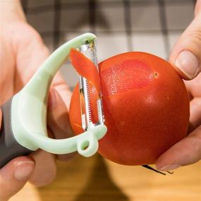 img 3 attached to 🍏 KALAR Kitchen Vegetable Fruit Peeler: Serrated Y Peeler with Non-Slip Handle - Dishwasher Safe (Green) - Ideal for Tomatoes, Peaches, Kiwi Fruits