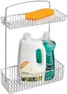 🧽 mdesign metal farmhouse kitchen storage organizer - wall mount holder or basket for dish soap, window cleaner, sponges - chrome - hang on wall, under sink, or cabinet door in kitchen/pantry logo