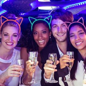 img 2 attached to 🌟 Ziricher Luminous Glow in the Dark Plastic Cat Ear Headband - Christmas Halloween Party Supplies (Pack of 6, Assorted Colors)