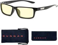 gunnar gaming and computer glasses: riot, onyx, and amber tint - blocking 65% blue light for enhanced performance logo