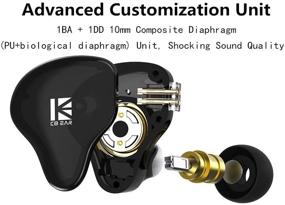 img 3 attached to 🎧 KBEAR KS2 Earphones: Enhanced Stereo Bass In-Ear Headphones, Yinyoo HiFi Over-Ear Earbud Headset with Noise Cancelling - 1BA 1DD Hybrid IEM, Removable Cable (mic included, KS2 Black)