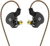 🎧 kbear ks2 earphones: enhanced stereo bass in-ear headphones, yinyoo hifi over-ear earbud headset with noise cancelling - 1ba 1dd hybrid iem, removable cable (mic included, ks2 black) logo