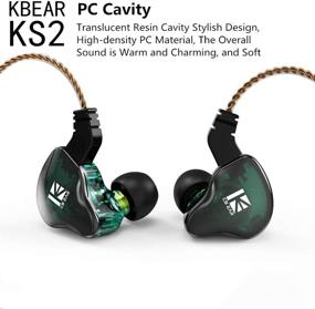 img 2 attached to 🎧 KBEAR KS2 Earphones: Enhanced Stereo Bass In-Ear Headphones, Yinyoo HiFi Over-Ear Earbud Headset with Noise Cancelling - 1BA 1DD Hybrid IEM, Removable Cable (mic included, KS2 Black)