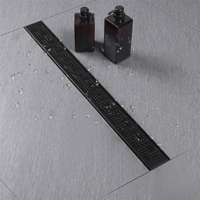 img 2 attached to Premium 24 Inch Linear Shower Drain - Matte Black 304 Stainless Steel Floor Drain with Hair Strainer and Adjustable Leveling Feet
