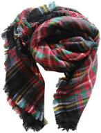 🧣 k t one kids warm tassels plaid scarf: ideal winter ski wrap shawls for boys and girls logo
