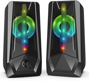 img 4 attached to 🔊 Enhanced Stereo 16W PC Gaming Speakers Imdwimd - USB Wired Computer Speakers with Colorful 6-Modes RGB Light for Desktop Tablet Laptop Small TV (Dual-Channel, 8Wx2)