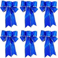 🎀 set of 6 beurio royal blue glitter christmas bows - festive ribbon bow ornaments for gift wrapping logo