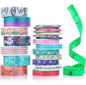 img 4 attached to 🌸 Colorful Floral Washi Tape Set - 21 Rolls, 3 Sizes (15mm, 8mm, 3mm) - Ideal for Crafts, Bullet Journaling, Scrapbooking, and Decor