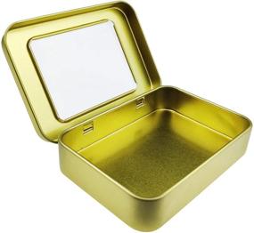 img 3 attached to 📦 Goodma 8-Piece Mini Metal Hinged Tins – Small Rectangular Empty Storage Containers with Clear Window Lid, 3.94 x 2.76 x 0.79 inches (Golden)