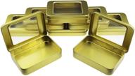 📦 goodma 8-piece mini metal hinged tins – small rectangular empty storage containers with clear window lid, 3.94 x 2.76 x 0.79 inches (golden) logo