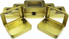 img 4 attached to 📦 Goodma 8-Piece Mini Metal Hinged Tins – Small Rectangular Empty Storage Containers with Clear Window Lid, 3.94 x 2.76 x 0.79 inches (Golden)