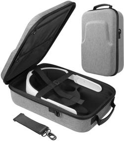 img 4 attached to 🎮 MASiKEN Gray Oculus Quest 2 Head Strap and Carrying Case Bundle with Lens Spacer | VR Oculus 2 Accessories | Elite Strap All-in-one Travel Case | Custom Padded Shockproof Interior | Shoulder Strap