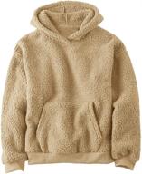 warm hooded tops for baby kids boys girls - fuzzy sherpa pullover hoodie sweatshirts with sport front pocket, perfect for fall and winter logo
