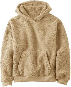 img 4 attached to Warm Hooded Tops for Baby Kids Boys Girls - Fuzzy Sherpa Pullover Hoodie Sweatshirts with Sport Front Pocket, Perfect for Fall and Winter