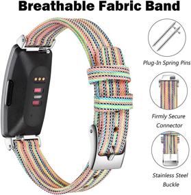 img 3 attached to Witzon 2 Pack Compatible with Fitbit Inspire HR/Inspire/Inspire 2 Wristbands - Woven Fabric Canvas Replacement Bands for Fitbit Inspire Accessories in Colorful Purple, Small Size