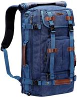 witzman canvas backpack vintage travel backpack large laptop bags convertible shoulder rucksack (a519-1 classic blue) logo