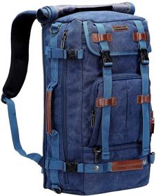 img 4 attached to WITZMAN Canvas Backpack Vintage Travel Backpack Large Laptop Bags Convertible Shoulder Rucksack (A519-1 Classic Blue)