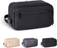 men's waterproof travel toiletry bag - large leather dopp kit/shaving bag, black logo