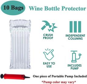 img 2 attached to 🍷 AKLVBL Wine Bottle Protector Bags: 10 Pack Bubble Cushion Wrap for Safe Airplane Travel and Shipping of Glass Bottles with Reusable Pump