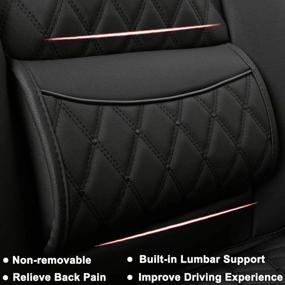 img 2 attached to 🚗 1 Pair Luxury PU Leather Car Seat Covers with Lumbar Supports - Universal Fit for 95% of Vehicles - Color: Black