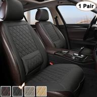 🚗 1 pair luxury pu leather car seat covers with lumbar supports - universal fit for 95% of vehicles - color: black logo