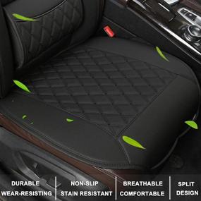 img 3 attached to 🚗 1 Pair Luxury PU Leather Car Seat Covers with Lumbar Supports - Universal Fit for 95% of Vehicles - Color: Black