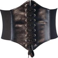 baokelan bkl011 wb 65cmblack baokelan corset belt for women wide elastic belts for dresses lace up tied leather waist belts 65cm black logo