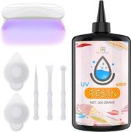 🔮 transparent uv resin kit - 300g crystal clear hard type glue for diy jewelry making & craft decoration - includes uv lamp and mixing accessories - ideal for resin mold, casting, coating, and more logo