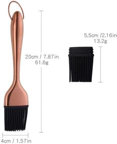 img 3 attached to 🌹 2 Pack Rose Gold Grill Basting Brush Set with Backup Silicone Brush Heads - Heatproof, Rust Resistant, Dishwasher Safe Pastry Brushes for Kitchen Cooking, BBQ - Stainless Steel Handles, No Shed Bristles