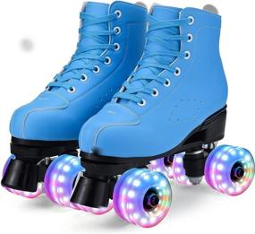 img 3 attached to 🌈 WYEING Roller Skates: Stylish Light-up Quad Skates for Women and Men, Perfect for Indoor and Outdoor Skating Fun, Great for Girls and Kids